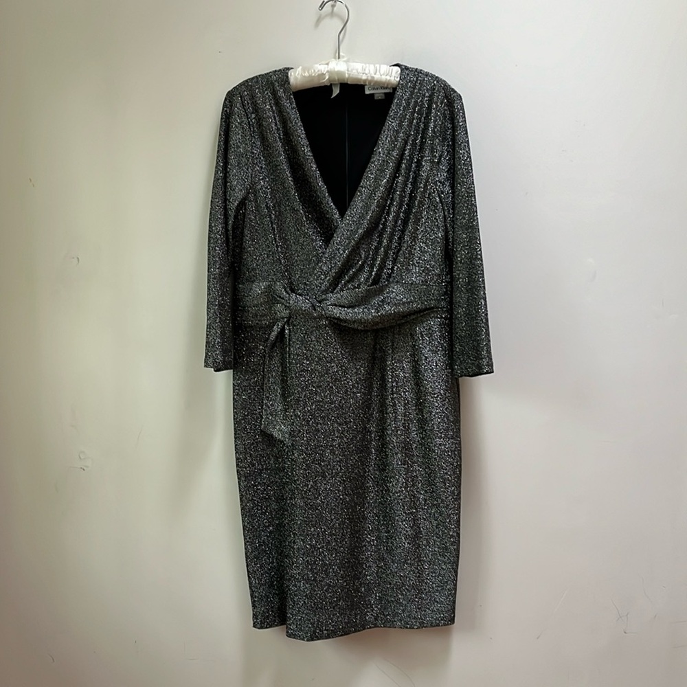 Calvin Klein evening dress, silver and black